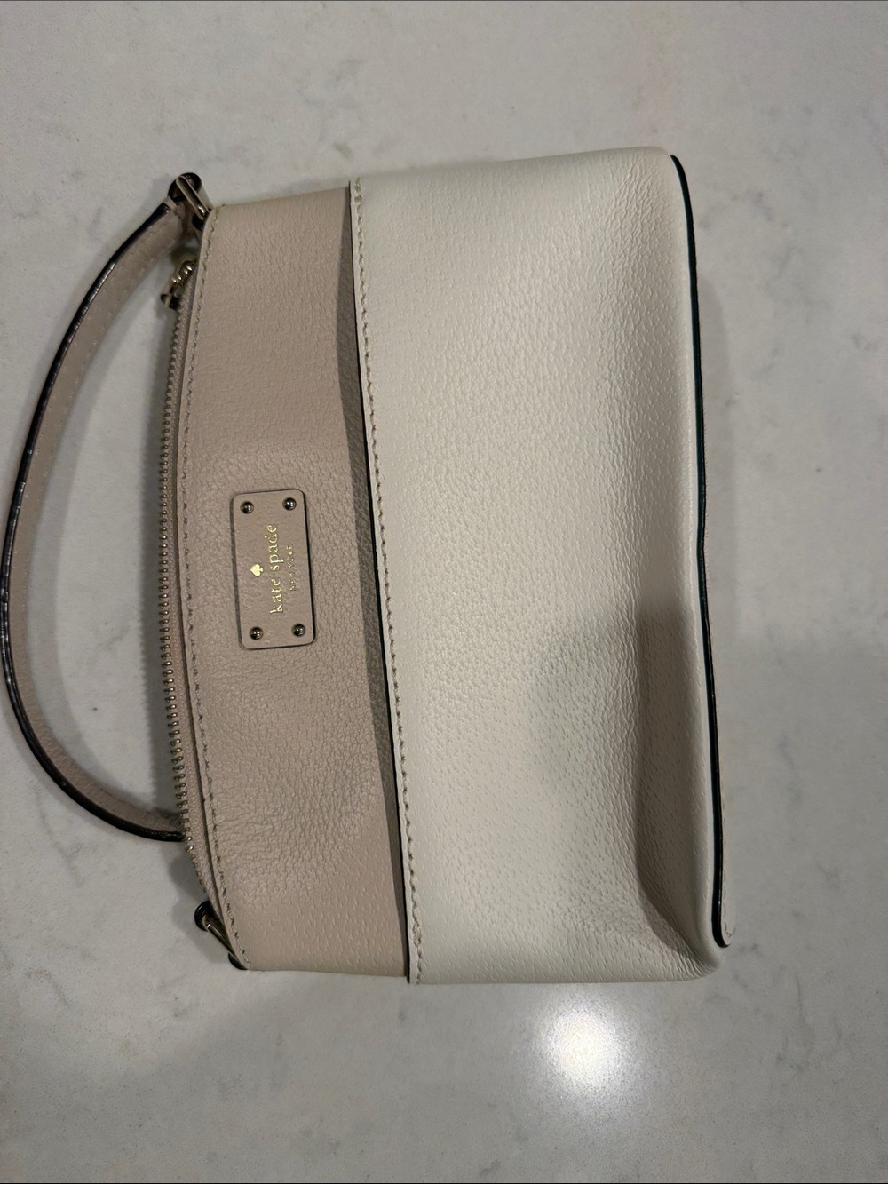 kate spade Cream & Beige Pebbled Leather Wristlet